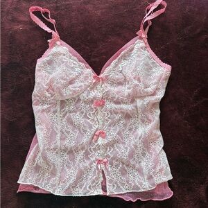 Vintage Pink and White Lace Camisole